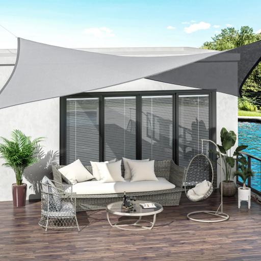 Toldo Vela Rectangular 4x3 m Protección Rayos UV con Bolsa de Transporte Anillas de Acero Inoxidable y Cuerdas Gris