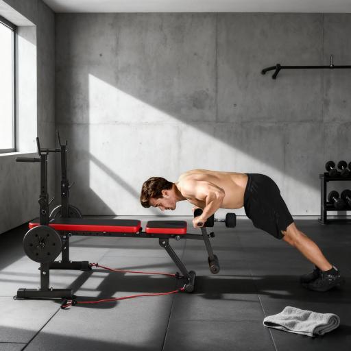 Banco de Musculación Carga 420 kg con Soporte para Barra y Respaldo Ajustable para Entrenamiento en Casa Gimnasio [7]