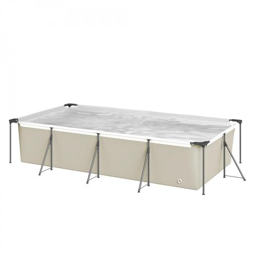 Piscina Desmontable Tubular 394,5x208,3x80,5 cm 6075 L con Marco Metálico Parche de Reparación sin Depuradora Gris [9]