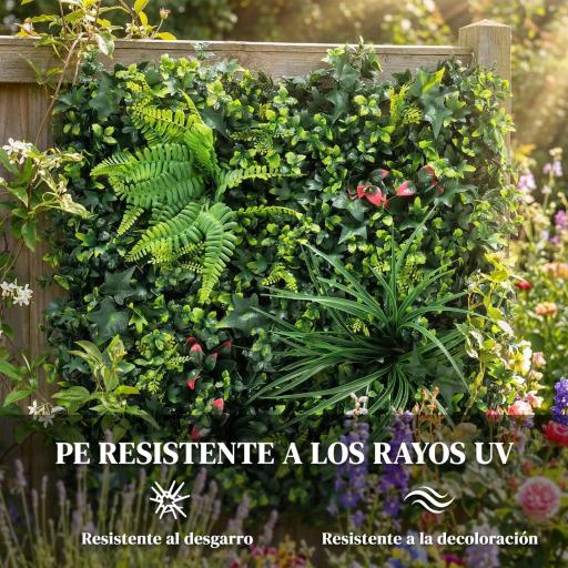 Set de 6 Setos Artificiales Ocultación Jardín 50x50 cm Tipo Milán Fácil Montaje Anti-UV para Terraza Balcón Verde [3]