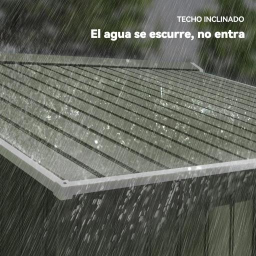 Cobertizo de Jardín 4,9 m² 277x195x192 cm con 2 Puertas Corredizas Base Refuerzo (Suelo NO Incluido) Verde Claro [3]
