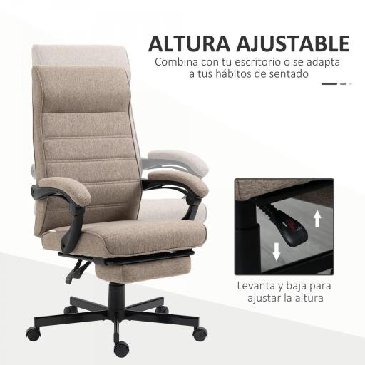 Silla de Oficina Reclinable con Altura Ajustable Reposabrazos y Reposapiés Retráctil 68x67x106-114 cm Marrón [6]