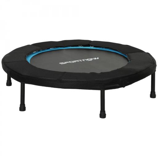 Trampolín de Fitness Ø102 cm Cama Elástica Plegable con Marco de Acero Antideslizantes Carga 100 kg Azul [8]