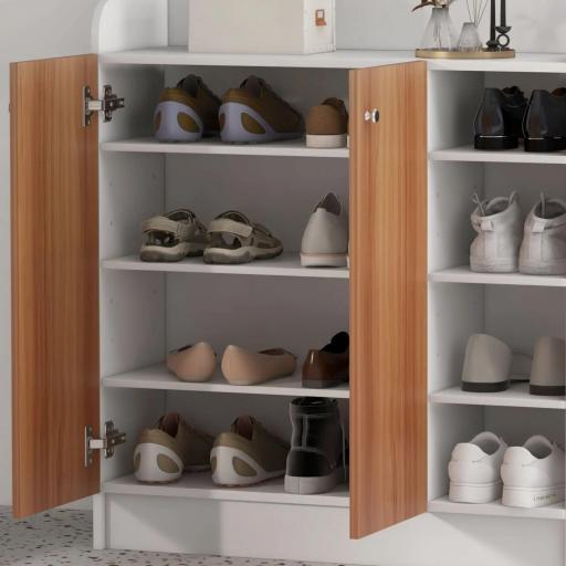 Armario Zapatero Moderno con 2 Puertas Estantes Ajustables para 12 Pares de Zapatos para Pasillo 83x30x90 cm Natural [4]