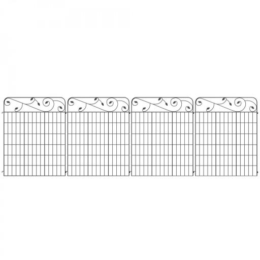 Valla de Jardín Exterior de 4 Paneles 88x110 cm Vallas Decorativas con Ángulo Ajustable Negro [8]