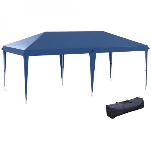 Carpa Plegable 6x3 m con Altura Ajustable en 3 Niveles Bolsa de Transporte Anti-UV y Marco de Acero Azul [9]