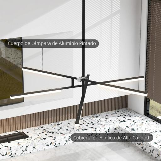 Lámpara de Techo LED Moderna Ø100x79 cm con Pantalla de Acrílico Ángulo de Luz Ajustable para Salón Dormitorio o Cocina [6]