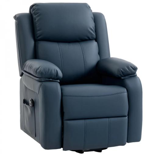 Sillón Relax Levanta Personas Sillón Elevador con Control Remoto Reclinación Eléctrica 160° Reposapiés 76x90x105cm Azul [9]