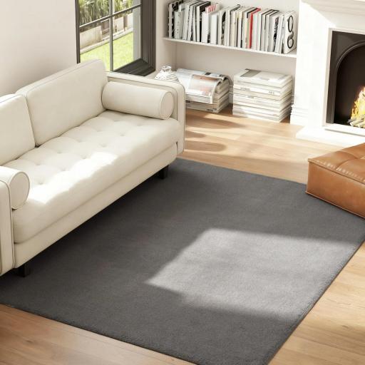 Alfombra Salón 160x230 cm Lavable en Lavadora Pelo Largo Estilo Moderno Tapete para Sala de Estar Dormitorio Gris Claro