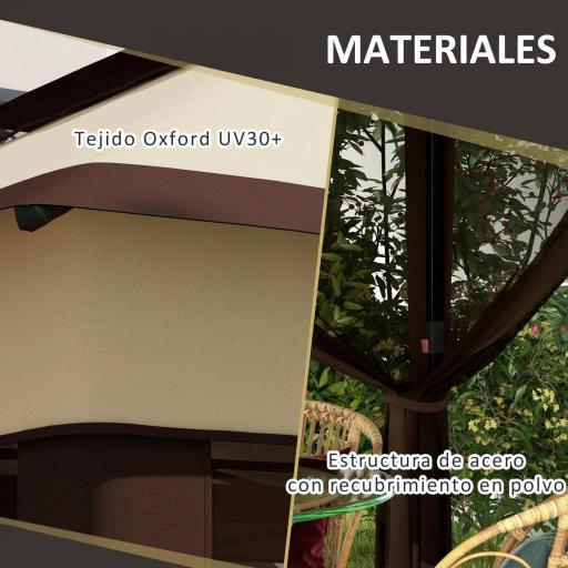 Carpa Plegable 3,26x3,26x2,72m con Doble Techo Altura Ajustable Mosquiteras Protección UV30+ y Bolsa de Transporte Beige [6]