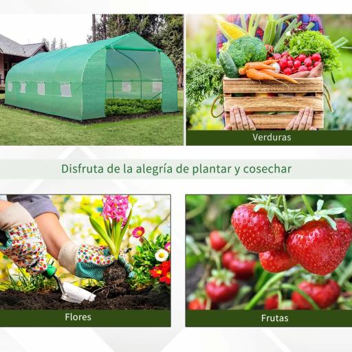 Invernadero Tipo Caseta de Jardín o Terraza 6x3x2 m para Cultivo de Plantas y Semillas Color Verde [4]
