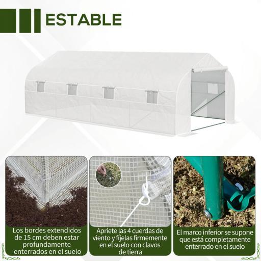 Invernadero Tipo Caseta de Jardín o Terraza 6x3x2 m para Cultivo de Plantas y Semillas Color Blanco [3]