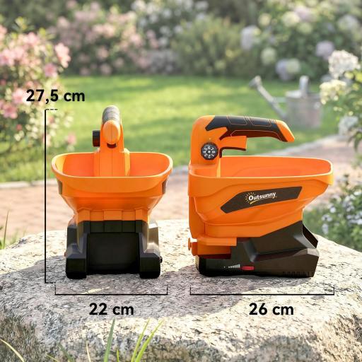 Esparcidor Portátil 3,3 L 8 Niveles de Flujo Ancho Dispersión Ajustable Puerto USB para Césped Sal hasta 800 m² Naranja [4]