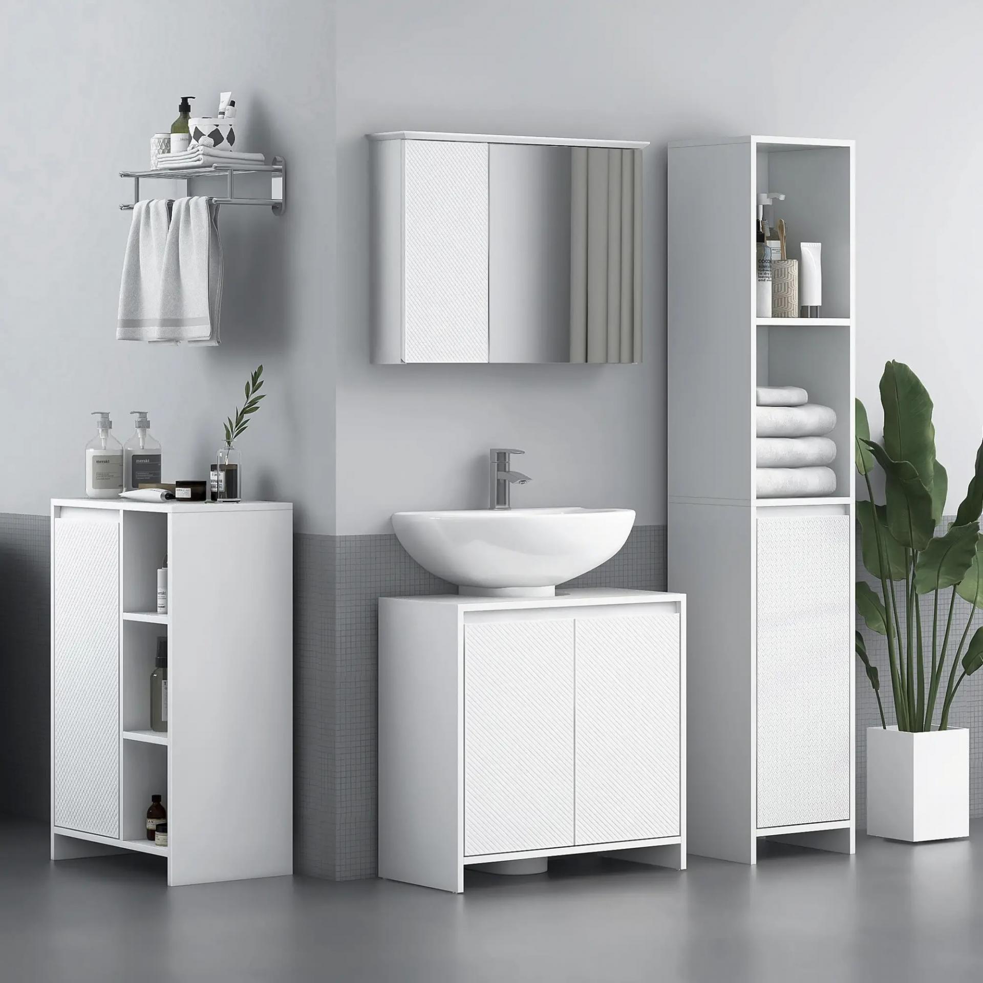 Armario con Espejo para Baño con Estante Ajustable Mueble para Baño Estilo Moderno 65x15x49 cm Blanco