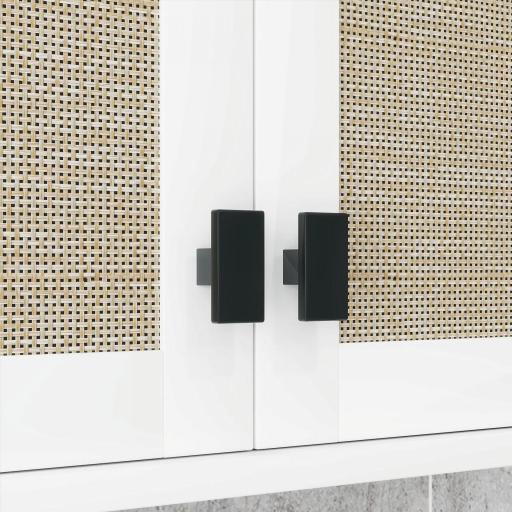 Armario de Pared para Baño Mueble de Baño Suspendido con 2 Puertas de Ratán PE Estante Ajustable 60x19,5x49,4 cm Blanco [7]