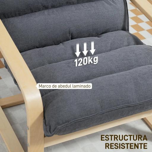 Sillón de Salón Moderno con Respaldo Alto Acolchado Patas de Madera y Tapizado en Terciopelo 67x83x105 cm Gris [6]