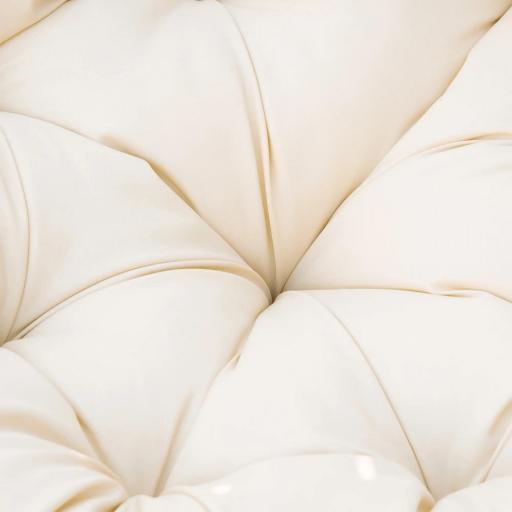 Sillón Papasan Giratorio de Ratán Sintético con Cojín Carga 160 kg para Exterior Jardín Terraza 87x97x86 cm Gris y Crema [6]