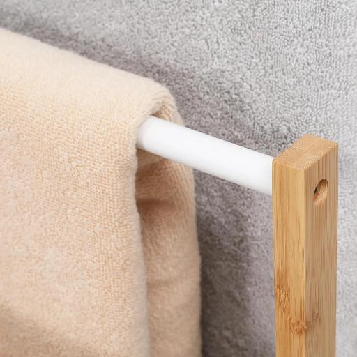 Toallero de Pie de Bambú con 3 Barras Toallero de 3 Niveles para Baño Lavadero 48x25,8x94 cm Natural [5]