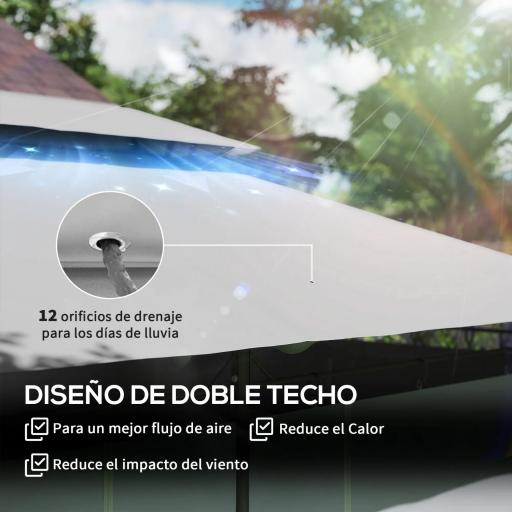 Cenador de Jardín de 4x3 m con Doble Techo Paredes Laterales Resistente al Agua para Exterior Terraza Gris Oscuro [2]