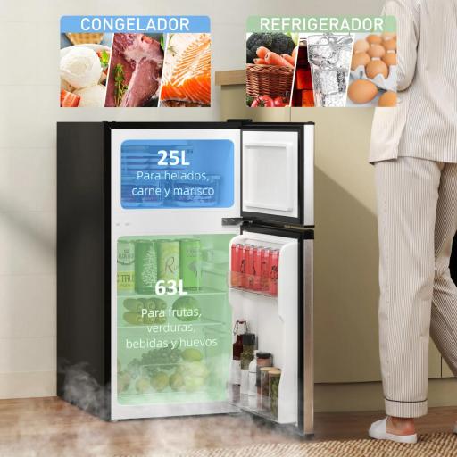 Mini Nevera Silenciosa 88 L Clase E Bajo Encimera Temperatura Regulable 5 Niveles Puerta Reversible Luz Interior Negro [4]