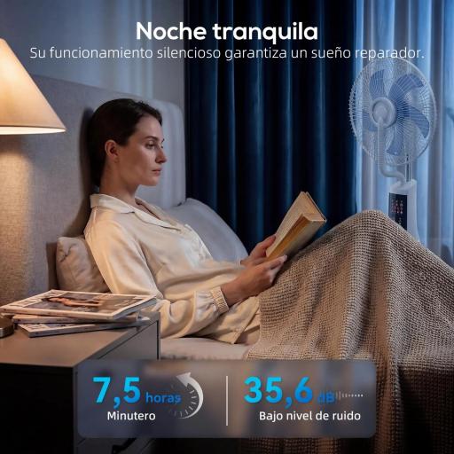 Ventilador Nebulizador 90W Oscilación de 75° 3 Velocidades 5 Aspas Depósito de Agua de 3L 5 Ruedas Control Remoto [2]