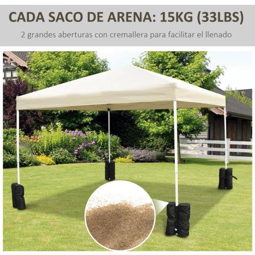 Pack de 4 Sacos de Lastre Rellenables para Carpa Tienda y Cenador Volumen Máx. 15kg Ø14x42 cm Color Negro [6]