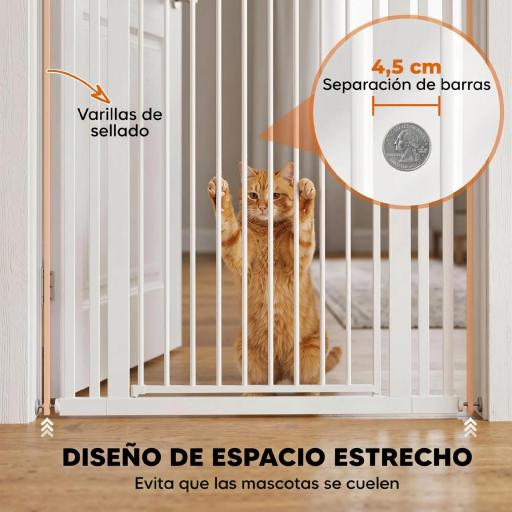 Barrera de Seguridad Niños Perros y Gatos Extra Alta 160cm Extensible 76-105cm para Puertas Escaleras Cierre Automático [4]