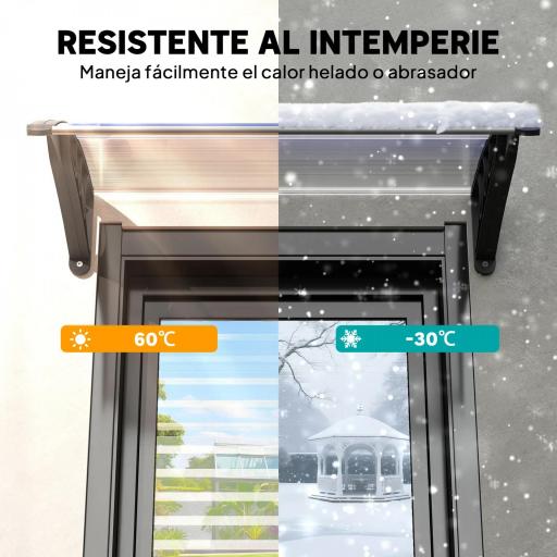 Marquesina Exterior para Puerta y Ventana 75x100 cm contra Sol y Lluvia con Soporte de Aleación de Aluminio Transparente [2]