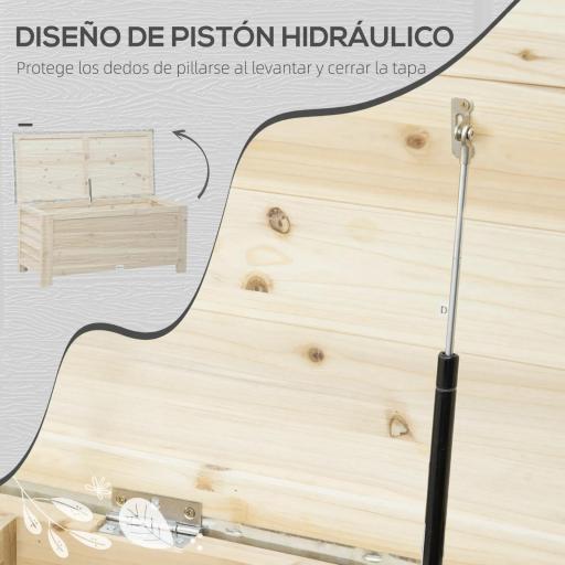 Baúl de Almacenaje Exterior de Madera con Tapa de Metal Galvanizado y Diseño con Listones 110x50x50 cm Madera Natural [4]