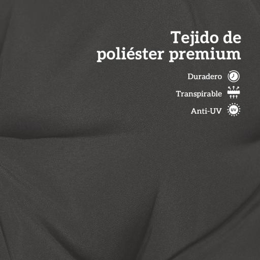 Cojín para Banco de Jardín o para Balancín de Jardín 120x110x12 cm de 2 Plazas con 6 Cordones de Fijación Negro [2]