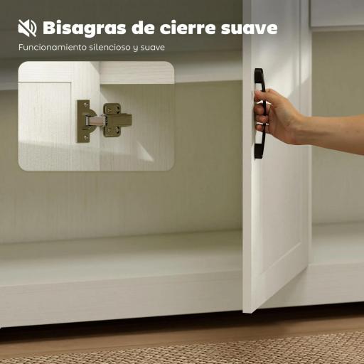 Aparador para Salón Moderno con 3 Puertas 2 Cajones Estante Ajustable para Comedor Entrada 120x38x79 cm Crema [3]