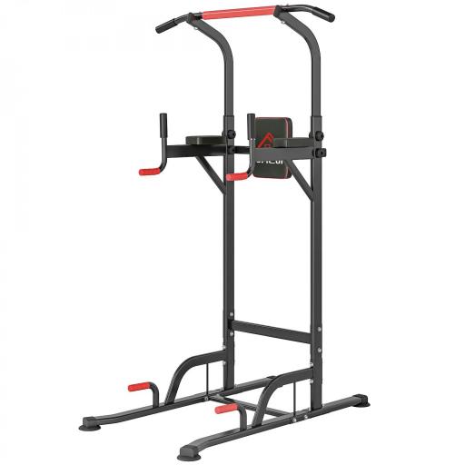 Máquina de Dominadas con Altura Ajustable Carga Máx. 120 kg para Entrenamiento Fitness 123x98x189-239 cm Negro y Rojo [8]