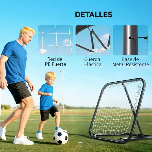 Red de Rebote Plegable Reboteador Ajustable en Ángulo de 5 Niveles para Entrenamiento de Fútbol Tenis Béisbol Deportes 78x84x65-78 cm Negro [4]
