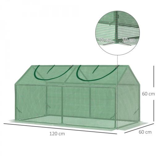 Invernadero de Exterior 120x60x60 cm Invernadero de Jardín con 2 Ventanas Enrollables Cubierta de PE 140g/㎡ y Marco de Acero Impermeable Anti-UV para Cultivo de Plantas Verduras Verde [1]