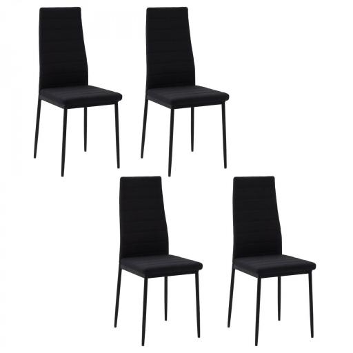 Pack de 4 Sillas de Cocina Modernas Tapizadas en Lino y Patas de Metal para Salón Carga 120 kg 41x50x97 cm Negro [9]