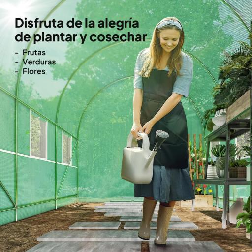 Invernadero de Jardín 3,5x2 m Invernadero de Túnel con Marco de Acero y Cubierta de Polietileno PE 140 g/m² Verde [3]
