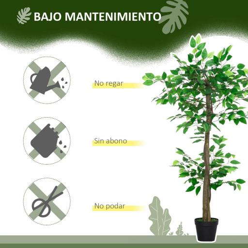 Árbol de Té Artificial 120 cm Planta Artificial con 546 Hojas Musgo y Maceta Planta Artificial Decorativa Verde [3]