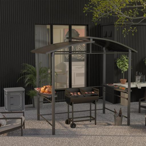 Barbacoa de Carbón con Parrilla Ajustable en Altura para Exterior Barbacoa Portátil con Estante de Almacenaje y Ruedas 90x45x96 cm Negro [4]