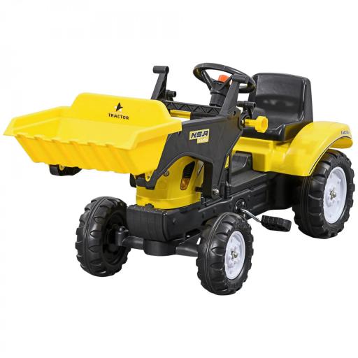 Tractor a Pedales para Niños a partir de 3 Años Excavadora con Pala Delantera Carga 35 kg 114x41x52 cm Amarillo [9]