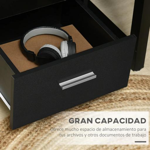 Cajonera de Escritorio con 3 Cajones Ruedas Cerradura 2 Llaves Archivador Móvil para Estudio Salón 40x40x61,5 cm Negro [5]