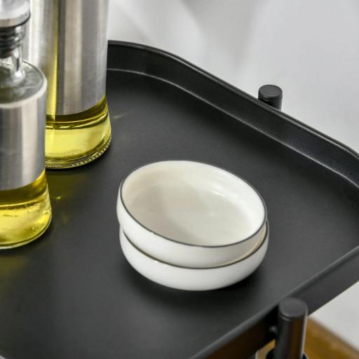 Carrito Auxiliar con Ruedas de 5 Niveles con 4 Cestas de Almacenamiento Giratorias 270° y Bandeja 33x33x77 cm Negro [7]