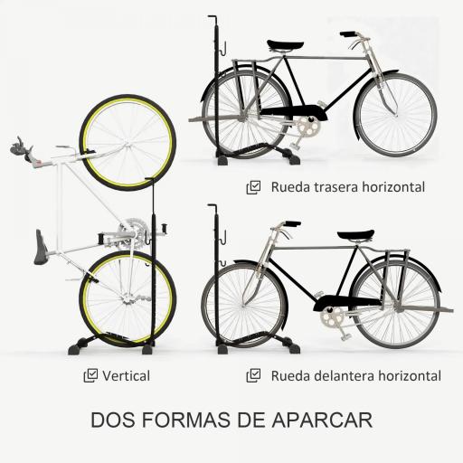 Aparcamiento para Bicicletas Vertical y Horizontal con Ganchos Ajustables para Bicicletas de 24-29 Pulgadas y 700 C Negro [2]