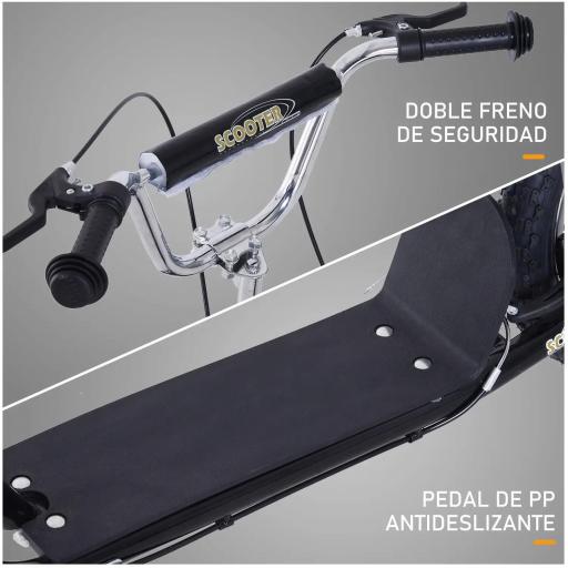 Patinete Scooter para Niños de +5 Años con Neumáticos Inflables Grandes de 16 Pulgadas con Frenos y Manillar Ajustable en Altura 143x58x92-100 cm Negro [5]