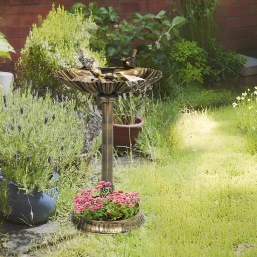 Baño para Pájaros de Jardín Exterior 81 cm con Diseño de Concha y Acabado Envejecido Ligero y Resistente Bronce