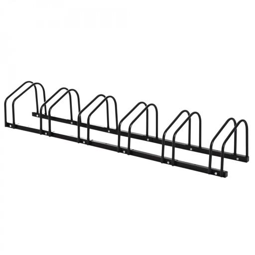 Aparcamiento para 6 Bicicletas Soporte de Acero para Aparcar Bicicletas en el Suelo o Pared 179x33x27 cm Negro [10]