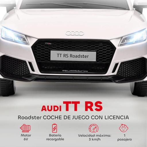 Coche Eléctrico para Niños de 3+ Años Audi TT Eléctrico 12V con Velocidad 3 km/h Mando a Distancia 102x60x44 cm Blanco [2]