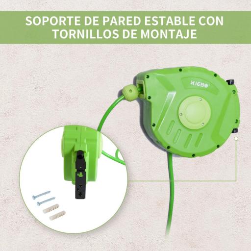 Carrete para Manguera Enrollable Carro de Manguera de Jardín 10m Roll-up Automático con Pistola de Pulverización [3]