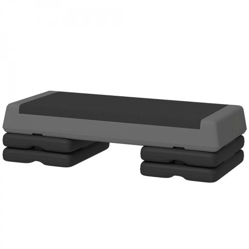 Step de Aeróbic Step para Fitness Antideslizante Altura Regulable 3 Niveles 77x36x20,5cm Gris y Negro [8]