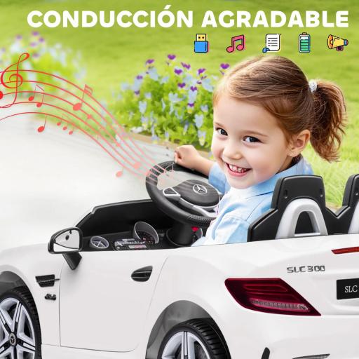 Coche Eléctrico Mercedes SLC 300 12V para Niños de 3-6 Años con Mando a Distancia Faros LED Bocina 107x62,5x44 cm Blanco [3]