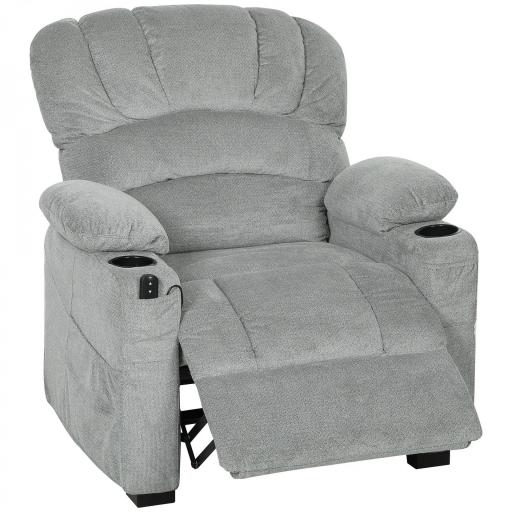 Sillón Relax Reclinable Eléctrico Silencioso con Función Memoria Reposapiés Mando a Distancia Bolsillo Lateral Gris [8]